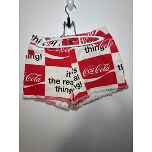 Vintage Women's Coca-Cola Printed Denim Shorts‎ Red White